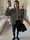 Tossy outono cinza zíper outwear jaquetas feminino sólido solto retalhos cintura alta recortado casaco superior streetwear feminino y2k jaquetas