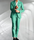 Green Linen Male Suits Wedding Tuxedo Business Fashion Blazer Sets Custom Made Two Pieces (Jacket+Pants) Conjuntos De Chaqueta