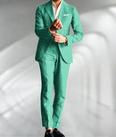 Green Linen Male Suits Wedding Tuxedo Business Fashion Blazer Sets Custom Made Two Pieces (Jacket+Pants) Conjuntos De Chaqueta