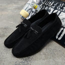 Sapato masculino de camurça vermelha, mocassim de couro macio, sapatos baixos casuais confortáveis, moda primavera, novo, 2023