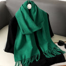 62 cores sólidas mulheres cachecol de inverno quente engrossar xale de caxemira moda ao ar livre luxo borlas pashmina senhora envoltório cachecóis à prova de vento