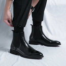 Chelsea botas para homens sola vermelha pu tornozelo negócios dedo do pé redondo deslizamento-em botas masculinas frete grátis tamanho 38-46 sapatos masculinos