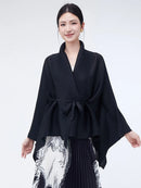 Mulheres primavera outerwear cardigan xale 2026 novo solto queimado lapela tie-up estilo assimétrico feminino outerwear topo