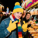 Gorro e luvas engraçados para cosplay de natal, 2 peças, chapéu de malha clássico quente unissex de inverno, Halloween, acessórios de fantasia de ano novo