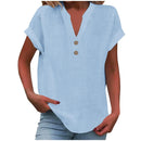Cor pura botão até decote em v manga curta camisa de rayon de bambu verão moda feminina camisa de botão casual negócios topo