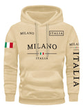 Moletom Unissex ITALIA MILANO para Atividades ao Ar Livre, Casual, Esportivo, Férias, Tendência Primavera, Outono, Inverno, Casal