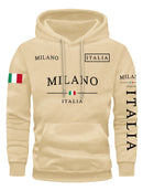 Moletom Unissex ITALIA MILANO para Atividades ao Ar Livre, Casual, Esportivo, Férias, Tendência Primavera, Outono, Inverno, Casal