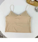1pc feminino sexy cor sólida camisola tubo de seda gelo sem costura esportes regata sem fio roupa interior sutiã acolchoado bralette colete