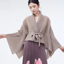 Mulheres primavera outerwear cardigan xale 2026 novo solto queimado lapela tie-up estilo assimétrico feminino outerwear topo