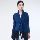 Mulheres primavera outerwear cardigan xale 2026 novo solto queimado lapela tie-up estilo assimétrico feminino outerwear topo