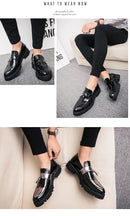 Moda dourada masculina casual deslizamento-on borla patente mocassins fundo grosso elevador sapatos masculinos sapatos de festa sapatos de negócios brogue