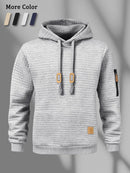 New Autumn Men's Hoodie Waffle Pattern Long Sleeve Sweatshirt Solid Color Casual Warm Pullover Outdoor Sportswear Men's Clothing