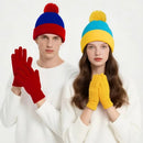 Gorro e luvas engraçados para cosplay de natal, 2 peças, chapéu de malha clássico quente unissex de inverno, Halloween, acessórios de fantasia de ano novo