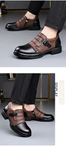 Botas Retro de Cano Baixo para Homens, com Zíper, em Couro Genuíno, Moda Masculina, Sapatos de Plataforma de Alta Qualidade