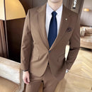 (Jaqueta + calças) marca de alta qualidade boutique cor sólida masculino casual negócios escritório terno noivo vestido casamento festa blazer calças