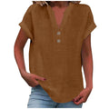 Cor pura botão até decote em v manga curta camisa de rayon de bambu verão moda feminina camisa de botão casual negócios topo