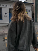 Tossy outono cinza zíper outwear jaquetas feminino sólido solto retalhos cintura alta recortado casaco superior streetwear feminino y2k jaquetas