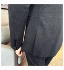 Terno Masculino Slim de Luxo Cinza e Preto M-7XL com Colete e Calça - Estilo Casual de Negócios e Abotoamento Duplo para Noivos