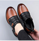 Botas Retro de Cano Baixo para Homens, com Zíper, em Couro Genuíno, Moda Masculina, Sapatos de Plataforma de Alta Qualidade