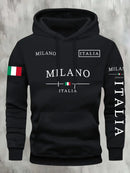 Moletom Unissex ITALIA MILANO para Atividades ao Ar Livre, Casual, Esportivo, Férias, Tendência Primavera, Outono, Inverno, Casal