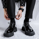 Sapatos de couro casual masculino, alta sola, plataforma, japonês, harajuku, streetwear coreano, lustroso, negócios, casamento, moda