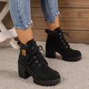 2024 novo inverno botas de salto feminino alta qualidade rendas moda designer sapatos casuais confortáveis botas de salto sapatos para mulher