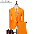 Luxo 3 peças terno de casamento masculino moda magro cor sólida negócios escritório terno define tamanho grande masculino blazer + calças + colete