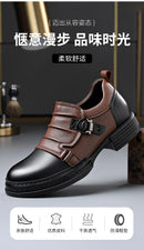 Botas Retro de Cano Baixo para Homens, com Zíper, em Couro Genuíno, Moda Masculina, Sapatos de Plataforma de Alta Qualidade