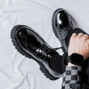Sapatos de couro casual masculino, alta sola, plataforma, japonês, harajuku, streetwear coreano, lustroso, negócios, casamento, moda