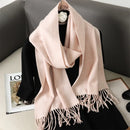 62 cores sólidas mulheres cachecol de inverno quente engrossar xale de caxemira moda ao ar livre luxo borlas pashmina senhora envoltório cachecóis à prova de vento