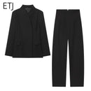ETJ 2025 novo design de moda feminina corte tridimensional gola alta jaqueta de terno fino e calças casuais combinando