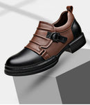Botas Retro de Cano Baixo para Homens, com Zíper, em Couro Genuíno, Moda Masculina, Sapatos de Plataforma de Alta Qualidade