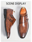 Clássico retro vestido masculino monge sapatos de couro com fivela dedo do pé apontado negócios escritório casamento confortável sapatos oxfords masculinos