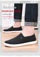 Tênis de lona masculino casual deslizamento vulcanizado leve sapatos planos acessível frete grátis