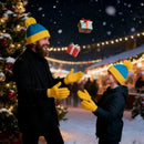 Gorro e luvas engraçados para cosplay de natal, 2 peças, chapéu de malha clássico quente unissex de inverno, Halloween, acessórios de fantasia de ano novo