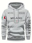 Moletom Unissex ITALIA MILANO para Atividades ao Ar Livre, Casual, Esportivo, Férias, Tendência Primavera, Outono, Inverno, Casal