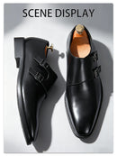 Clássico retro vestido masculino monge sapatos de couro com fivela dedo do pé apontado negócios escritório casamento confortável sapatos oxfords masculinos