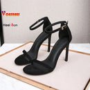 Moda tornozelo cinta ao ar livre sandálias para mulher 6cm 8cm 10cm verão salto alto preto banda estreita stiletto elegante senhoras sapatos