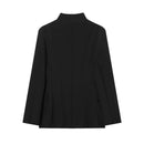 ETJ 2025 novo design de moda feminina corte tridimensional gola alta jaqueta de terno fino e calças casuais combinando