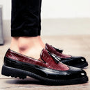 2026 Novo Sapato Masculino Slip-On Casual de Couro com Estampa de Crocodilo e Franjas Tamanho Grande 46