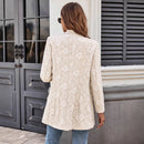2025 outono e inverno novo terno jacquard único botão fino ajuste elegante casaco de deslocamento para mulher