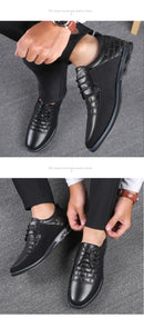 Sapatos Casuais de Outono Inverno Estilo Coreano Modernos com Sola Preta Sapatos de Couro Masculinos para Negócios com Cadarço Simples e Elegantes