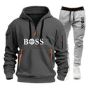 Conjunto Masculino de Moletom e Calça 2 Peças Primavera/Outono 2026, Novo, para Corrida ao Ar Livre, Corta-Vento, com Zíper, Quente, Roupa Esportiva Masculina