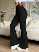 Calças femininas pretas de cintura alta queimadas elásticas calças de emagrecimento casual diário na moda 2026 primavera moda feminina bottoms soltos