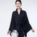 Mulheres primavera outerwear cardigan xale 2026 novo solto queimado lapela tie-up estilo assimétrico feminino outerwear topo