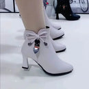 2023 botas de salto alto feminino primavera e outono botas únicas novos sapatos femininos zip branco à prova dwaterproof água taiwan sapatos de salto alto