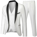 Conjunto de Terno Masculino 3 Peças com Lapela Preta Tamanho EUA: Casaco, Colete e Calças / Traje Formal para Noivo, Casamento e Negócios
