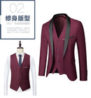 Conjunto de Terno Masculino 3 Peças com Lapela Preta Tamanho EUA: Casaco, Colete e Calças / Traje Formal para Noivo, Casamento e Negócios