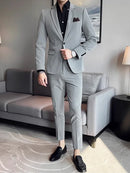(Jaqueta + calças) marca de alta qualidade boutique cor sólida masculino casual negócios escritório terno noivo vestido casamento festa blazer calças