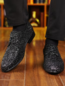 Homens de luxo vestido sapatos ouro prata lantejoulas sapatos de casamento de alta qualidade rendas oxford sapatos designer de moda masculino apartamentos tamanho grande